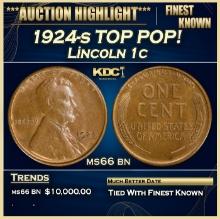 1924-s Lincoln Cent TOP POP! 1c ms66 bn SEGS