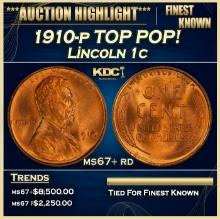 1910-p Lincoln Cent TOP POP! 1c ms67+ rd SEGS