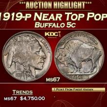 1919-p Buffalo Nickel Near Top Pop! 5c ms67 SEGS