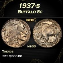 1937-s Buffalo Nickel 5c Grades ms66