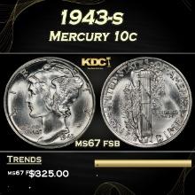 1943-s Mercury Dime 10c ms67 fsb SEGS