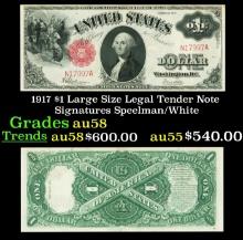1917 $1 Large Size Legal Tender Note Grades Choice AU/BU Slider Signatures Speelman/White