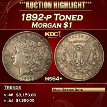 1892-p Morgan Dollar Toned $1 ms64+ SEGS