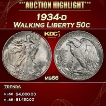 1934-d Walking Liberty Half Dollar 50c ms66 SEGS
