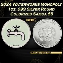2024 Water Works Monopoly 1oz .999 Silver Round Colorized Samoa Round