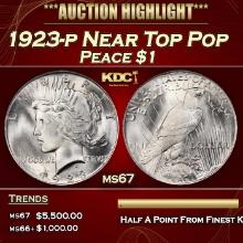 1923-p Peace Dollar Near Top Pop $1 ms67 SEGS