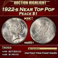 1922-s Peace Dollar Near Top Pop $1 ms65+ SEGS