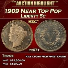1909 Proof Liberty Nickel Near Top Pop 5c pr67+ SEGS