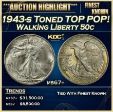 1943-s Walking Liberty Half Dollar Toned TOP POP! 50c ms67+ SEGS
