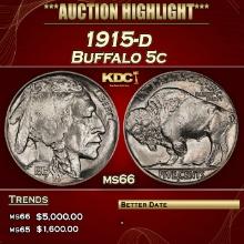 1915-d Buffalo Nickel 5c ms66 SEGS