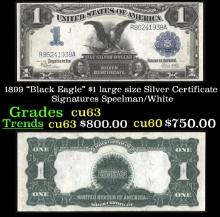1899 $1 large size Silver Certificate "Black Eagle" Grades Select CU Signatures Speelman/White