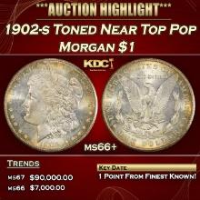 1902-s Morgan Dollar Toned Near Top Pop $1 ms66+ SEGS