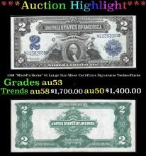 1899 $2 Large Size Silver Certificate "Mini-Portholes" Grades Select AU Signatures Teehee/Burke