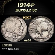 1914-p Buffalo Nickel 5c Grades ms64
