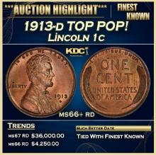 1913-d Lincoln Cent TOP POP! 1c ms66+ rd SEGS