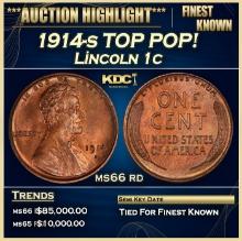 1914-s Lincoln Cent TOP POP! 1c ms66 rd SEGS