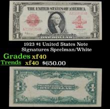 1923 $1 United States Note Grades xf Signatures Speelman/White