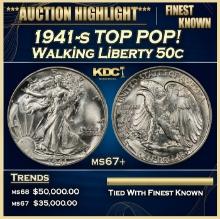 1941-s Walking Liberty Half Dollar TOP POP! 50c ms67+ SEGS
