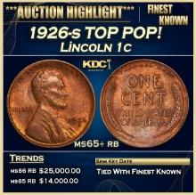 1926-s Lincoln Cent TOP POP! 1c ms65+ rb SEGS