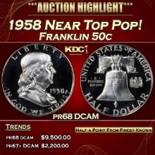 1958 Proof Franklin Half Dollar Near Top Pop! 50c pr68 DCAM SEGS