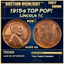 1915-s Lincoln Cent TOP POP! 1c ms66 rb SEGS