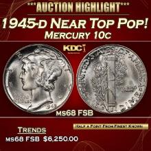1945-d Mercury Dime Near Top Pop! 10c ms68 FSB SEGS