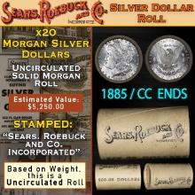 RA- SEARS 20 Coin UNC Morgan Dollar $1 Roll With CC End 1885 & CC Ends