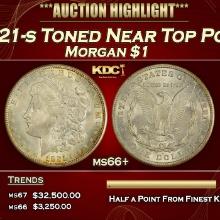 1921-s Morgan Dollar Toned Near Top Pop $1 ms66+ SEGS
