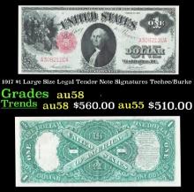 1917 $1 Large Size Legal Tender Note Grades au58 Signatures Teehee/Burke