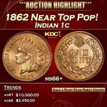 1862 Indian Cent Near Top Pop! 1c ms66+ SEGS