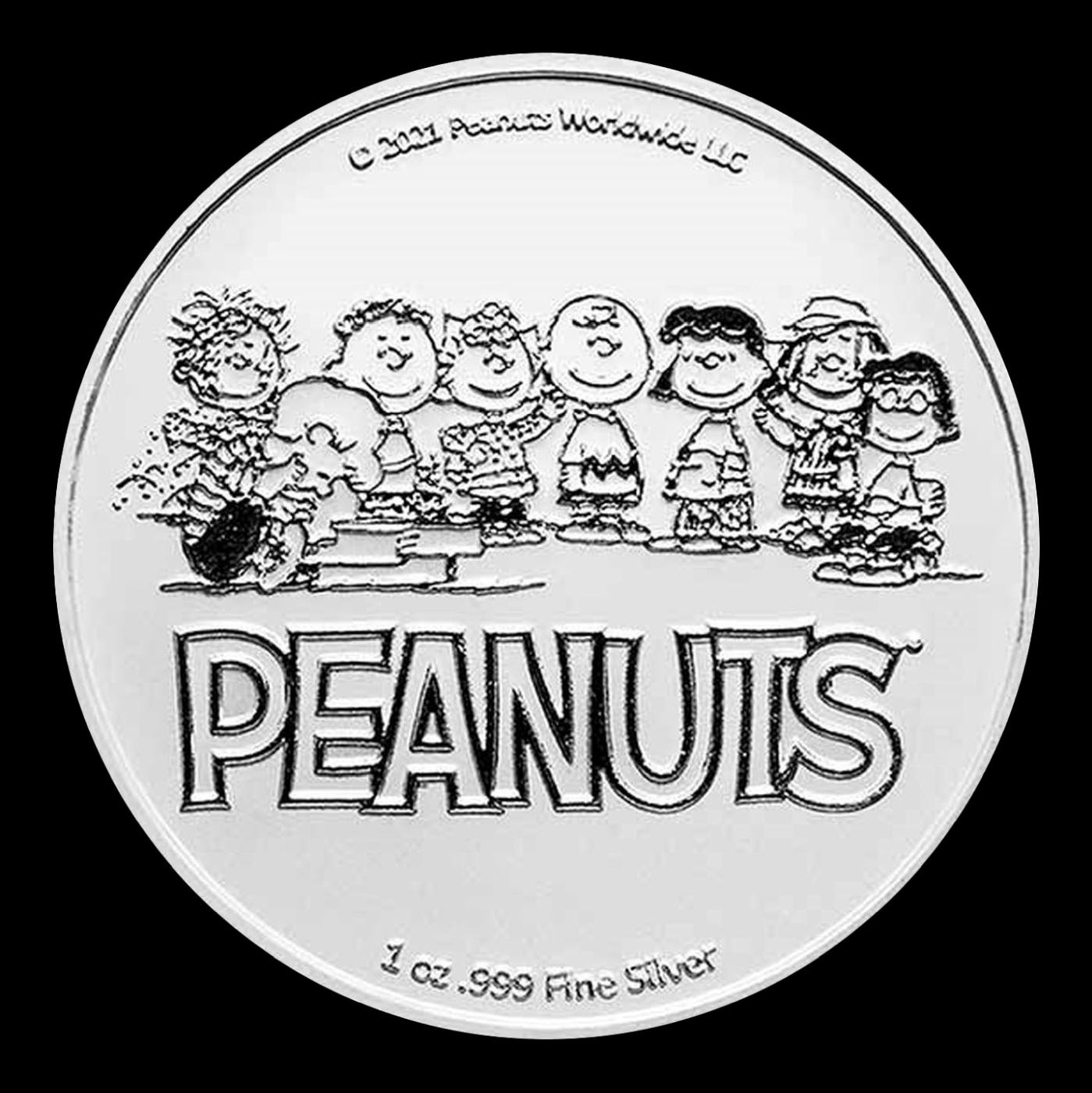 Snoopy & Woodstock Leaf Pile Peanuts Colorized Style - 1 oz Silver Round Round
