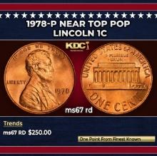 1978-p Lincoln Cent Near Top Pop 1c ms67 rd SEGS