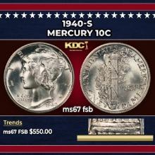 1940-s Mercury Dime 10c ms67 fsb SEGS