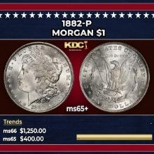 1882-p Morgan Dollar $1 Grades ms65+