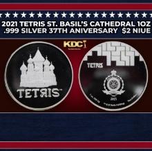2021 Tetris St. Basil's Cathedral 1oz .999 Silver 37th Aniversary  $2 Niue Grades Ungraded Round