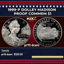 1999-P Dolley Madison Proof Modern Commem Dollar $1 pr70 dcam SEGS