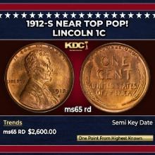 1912-s Lincoln Cent Near Top Pop! 1c ms65 rd SEGS