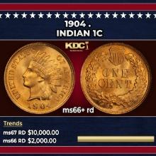 1904 Indian Cent . 1c ms66+ rd SEGS