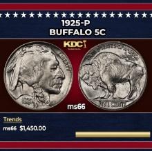 1925-p Buffalo Nickel 5c ms66 SEGS