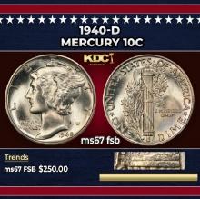 1940-d Mercury Dime 10c ms67 fsb SEGS