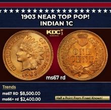 1903 Indian Cent Near Top Pop! 1c ms67 rd SEGS
