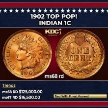 1902 Indian Cent TOP POP! 1c ms68 rd SEGS