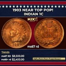 1903 Indian Cent Near Top Pop! 1c ms67 rd SEGS