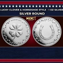 Lucky Clover & Horseshoe Style - 1 oz Silver Round Round