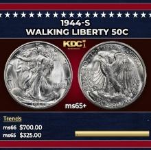1944-s Walking Liberty Half Dollar 50c Grades ms65+