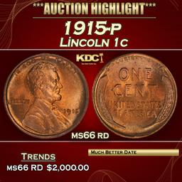1915-p Lincoln Cent 1c ms66 rd SEGS