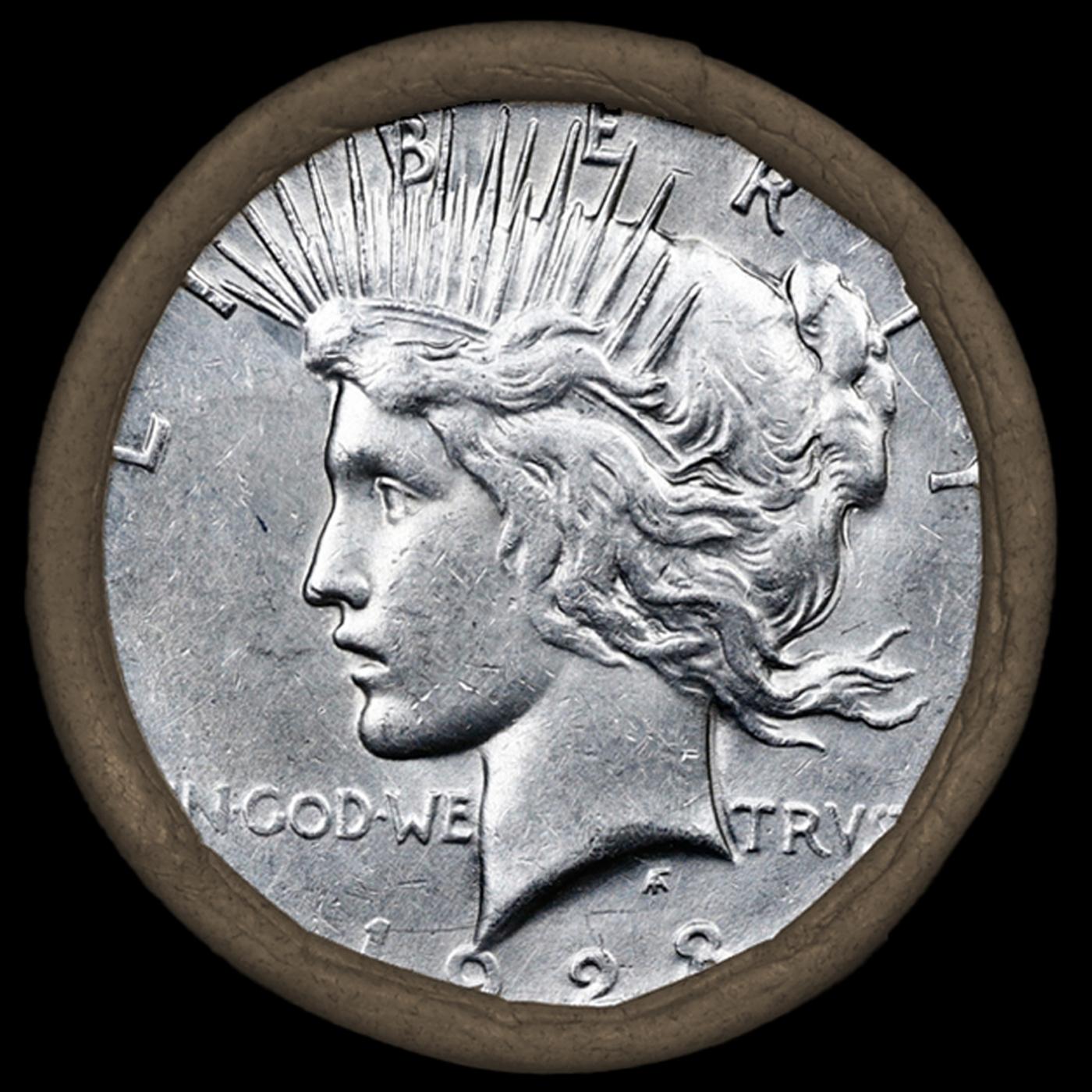 OI- SEARS Peace Silver Dollar $1 Roll 10 Coins Circulated 1928/'S' Rev Ends