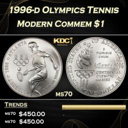 1996-d Olympics Tennis Modern Commem Dollar $1 ms70 SEGS