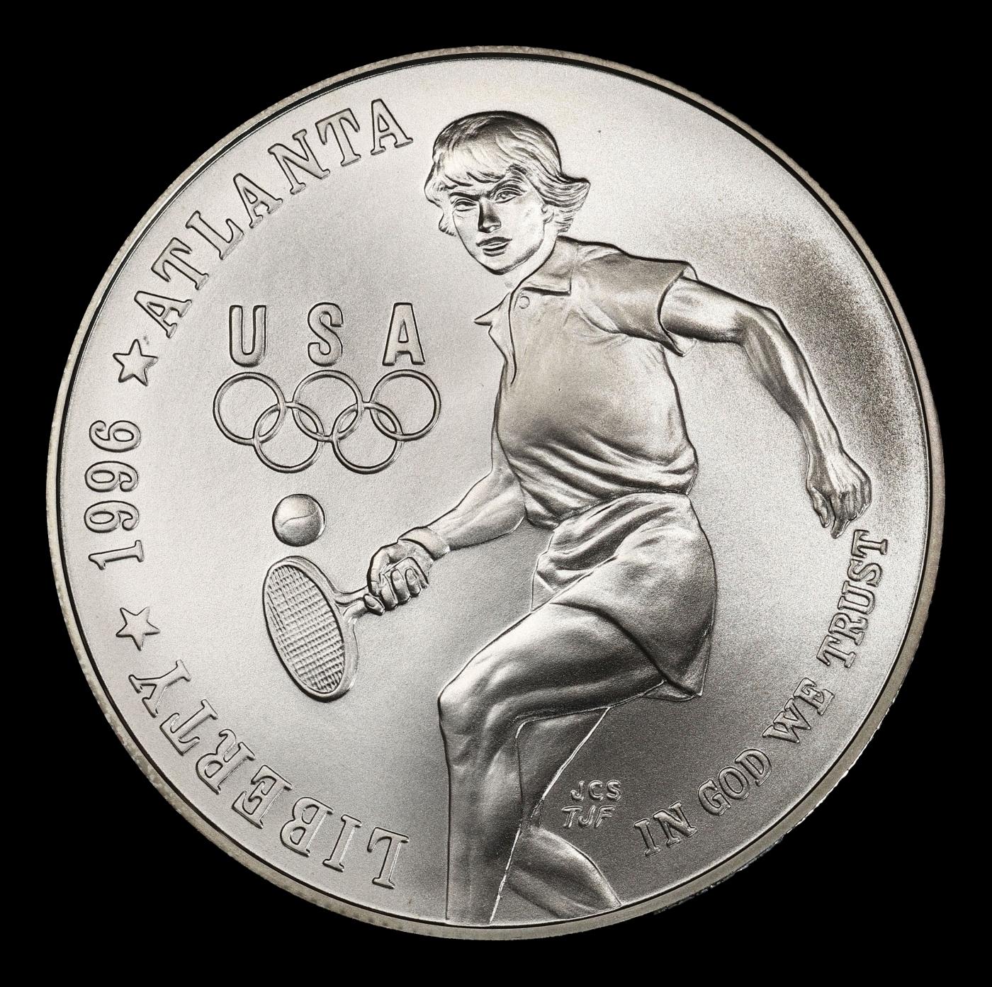 1996-d Olympics Tennis Modern Commem Dollar $1 ms70 SEGS