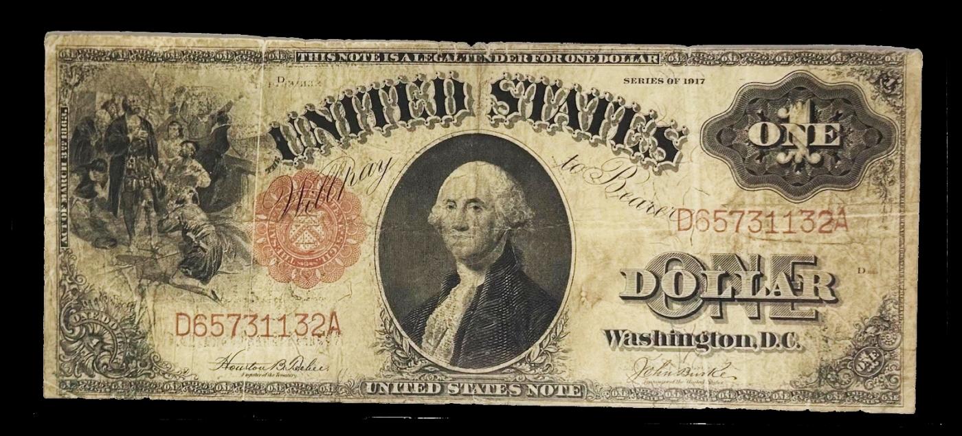 1917 $1 Large Size Legal Tender Note Grades vf+ Signatures Teehee/Burke